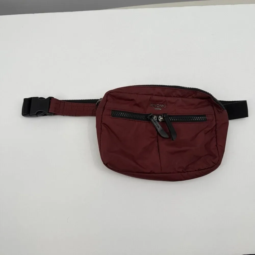 Knomo Maroon Lightweight Beltbag 2Way Crossbody Adjustable Strap Pockets Unisex